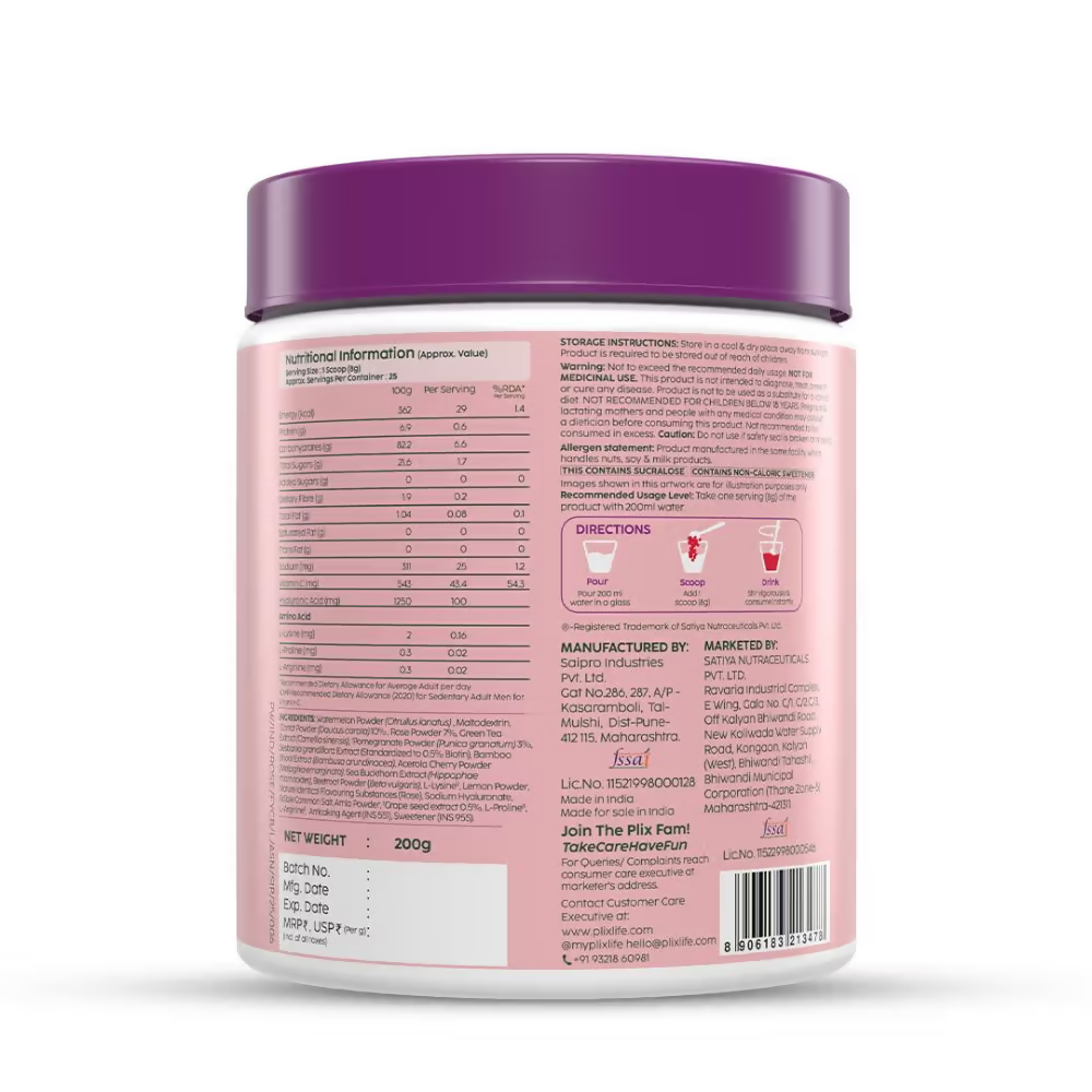 PLIX The Plant Fix Plant-Based Collagen Builder, Advanced Anti-Ageing Formula- Rose