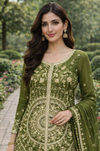 Teeya Creation Green Color Chinon Silk Wedding Wear Trending Palazzo Set - Distacart
