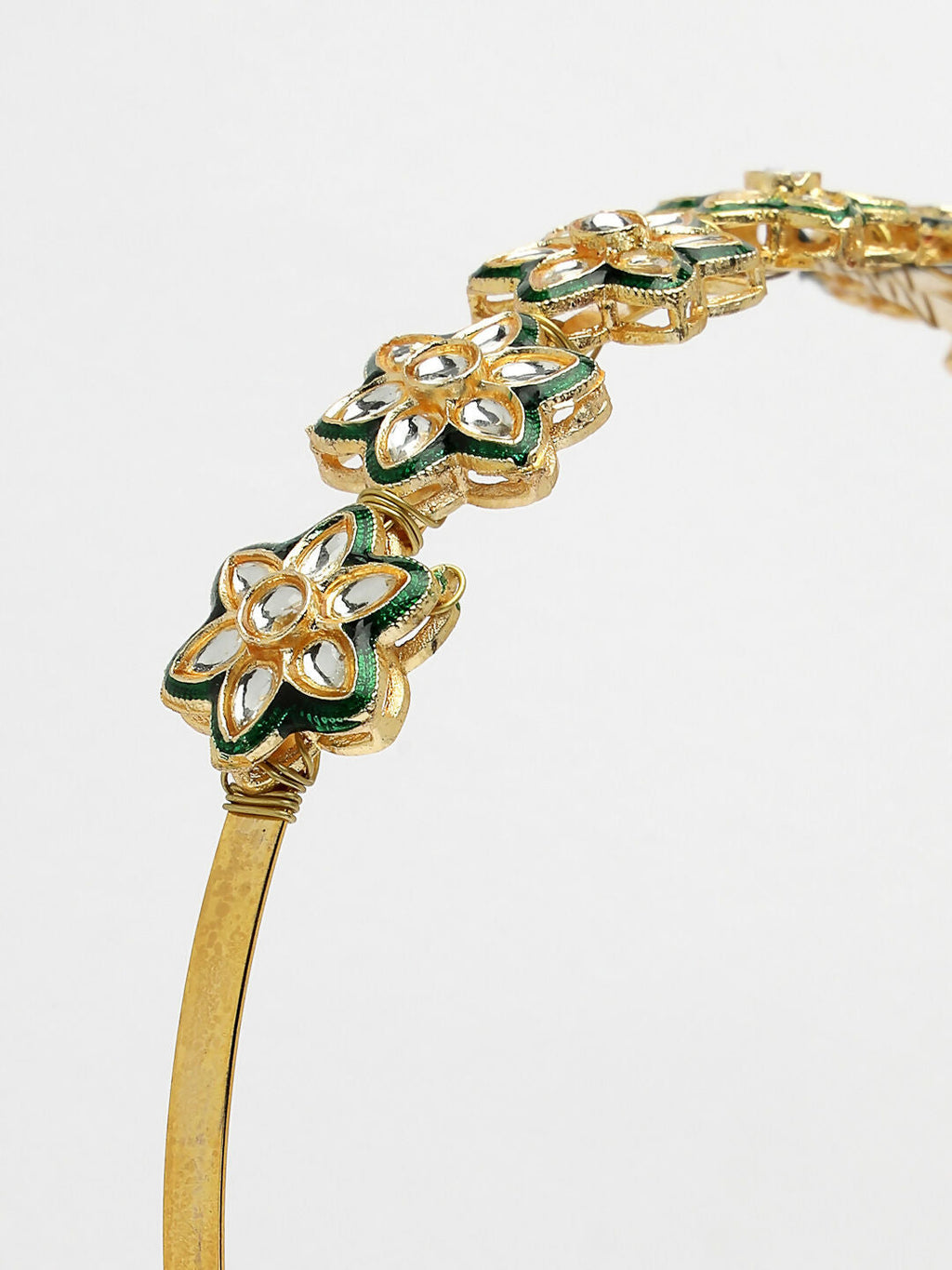 NVR Women's Gold-Polished Kundan Embellished Hairband