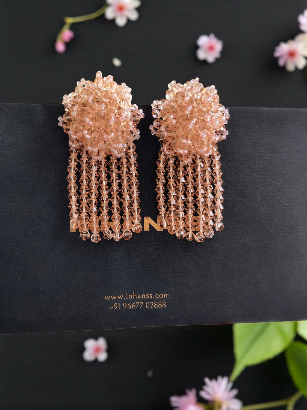 Inhanns Handmade Crystal Water Fall Earrings - Short - Peach Small - Distacart