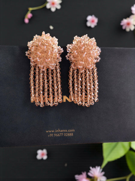 Inhanns Handmade Crystal Water Fall Earrings - Short - Peach Small