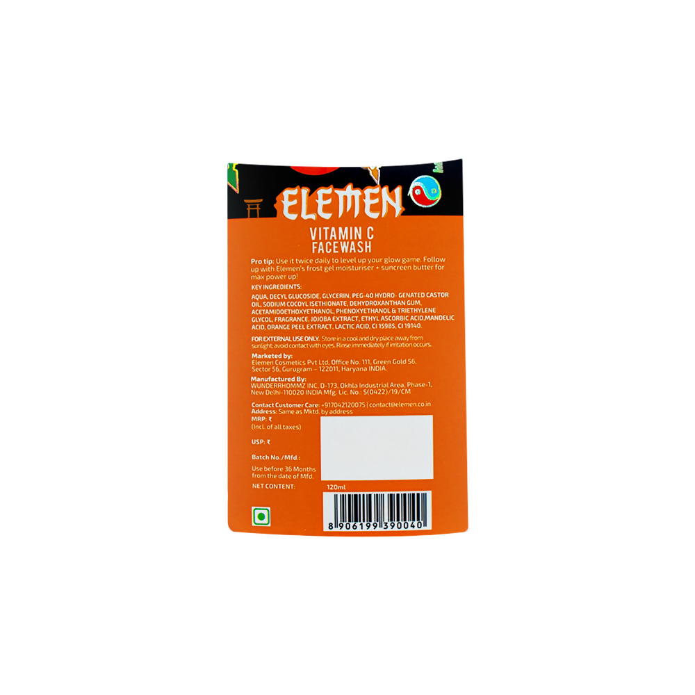 Elemen Vitamin C Face Wash with Jojoba & Orange Extracts - Distacart