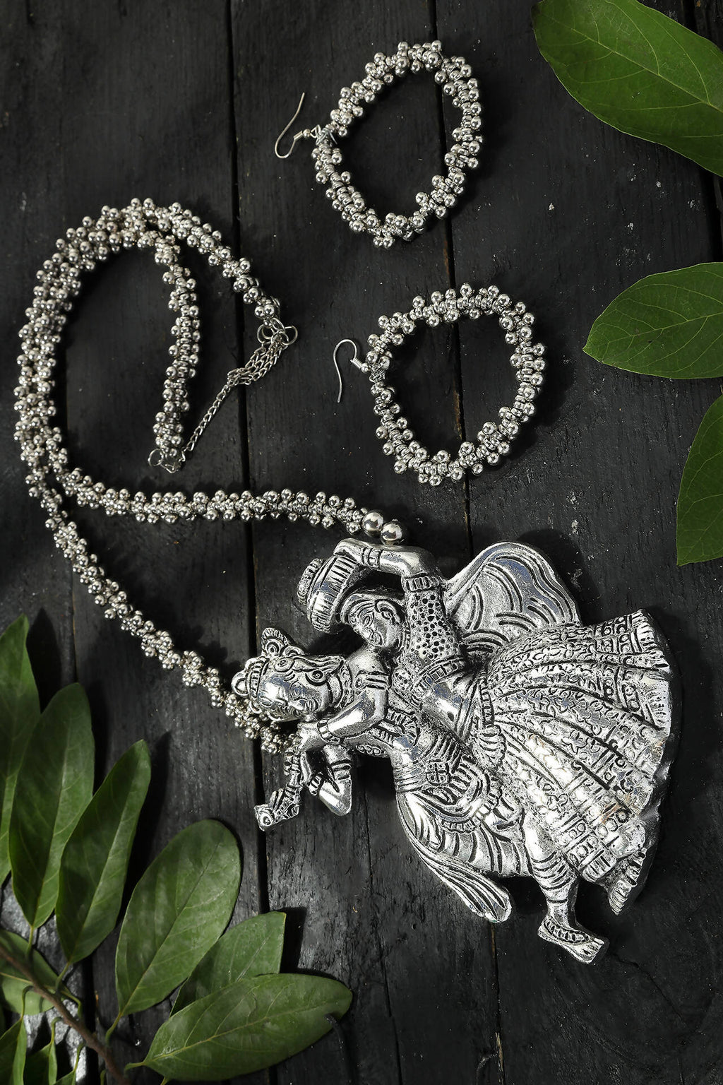 Mominos Fashion Johar Kamal Oxidised Silver-Plated Brass Finish Radha Kishan Long Necklace For Women - Distacart