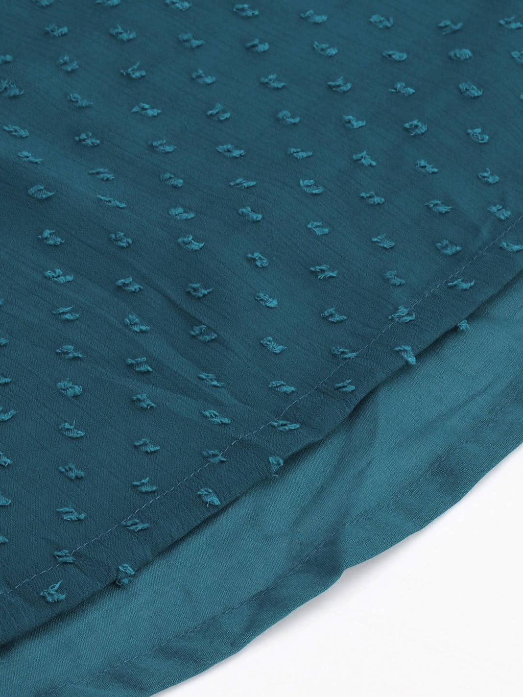 Janasya Teal Dobby Weave Kurta - Distacart