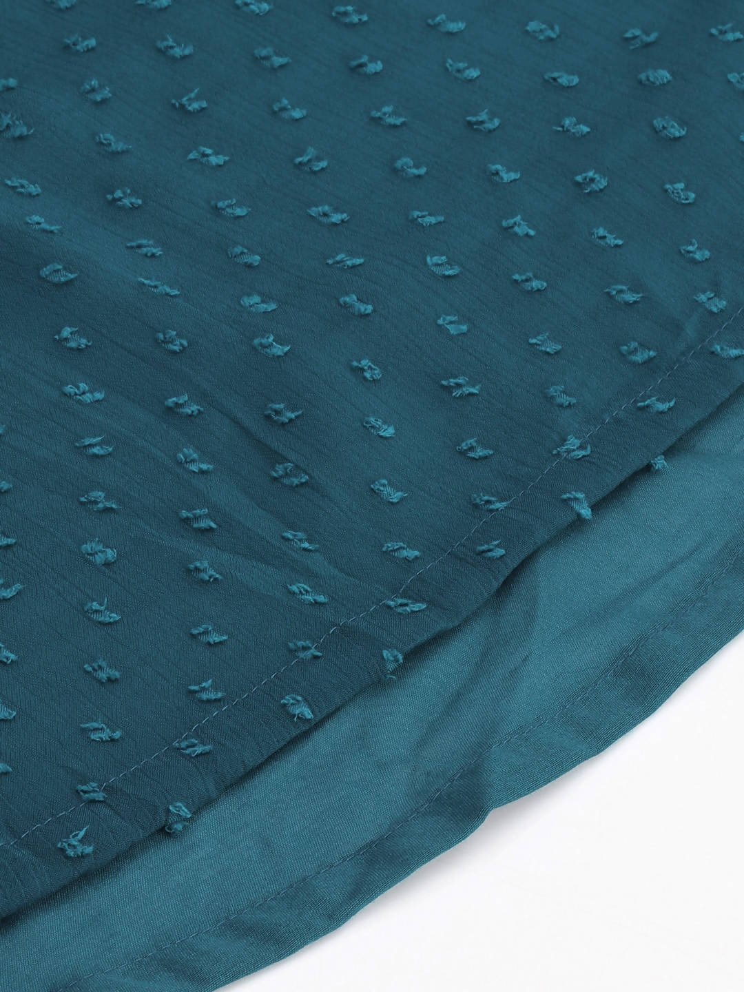 Janasya Teal Dobby Weave Kurta - Distacart