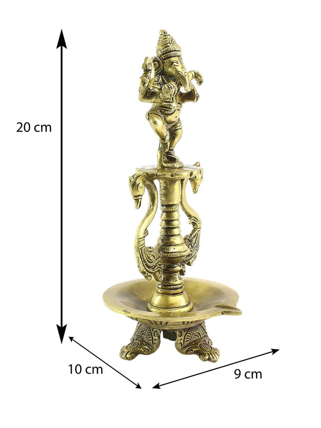 eCraftIndia Antique Gold-Toned Lord Ganesha Decorative Diya Showpiece