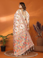 Joban Fashion Cream Meena Weaves Pashmina Sarees