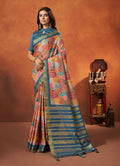 Blue Rangkat and Crepe Silk Paisley Saree With Unstitched Blouse Piece - Mohmanthan Royal Saachi