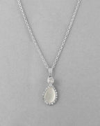 VOJ Silver Plated White Stone With AD Stone Studded Chain Set