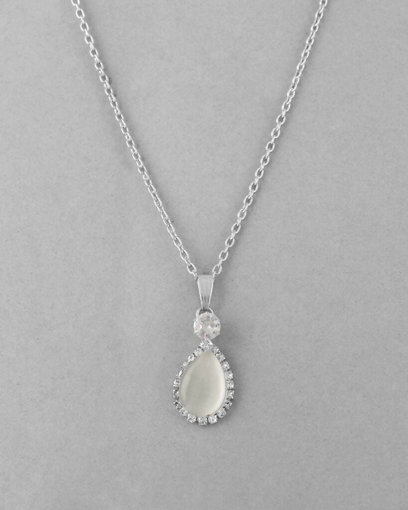 VOJ Silver Plated White Stone With AD Stone Studded Chain Set