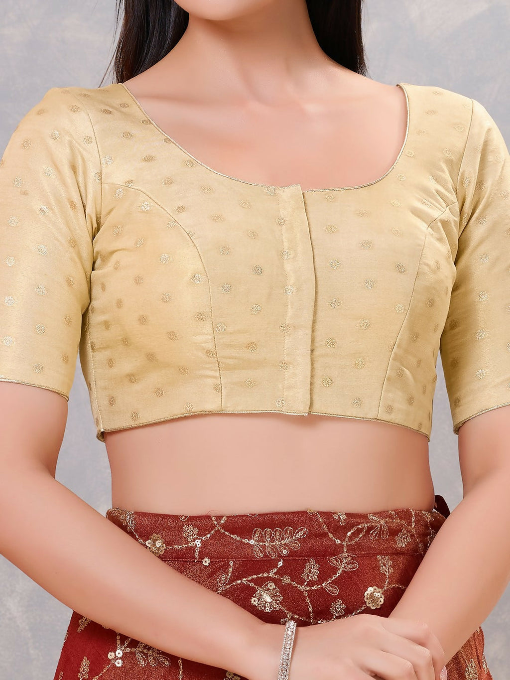 Joban Fashion Women Silk Light-Gold Stitched Blouse