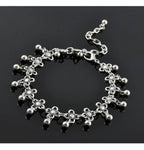 Mominos Fashion Kamal Johar Oxidised Silver Adjustable Anklets