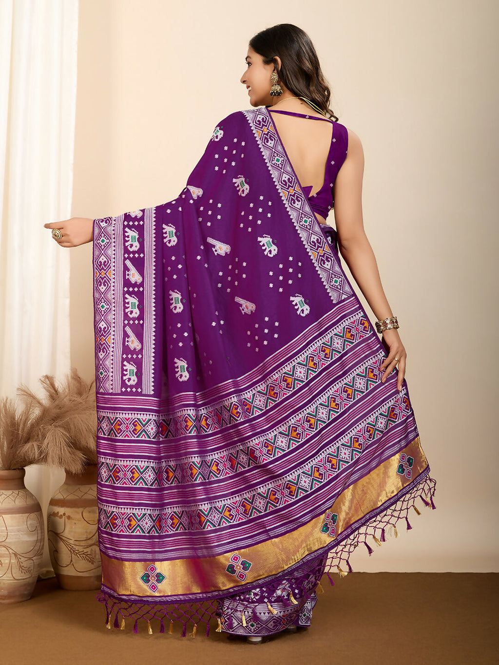 Purple Soft Silk Woven Meenakari Designer Saree - Vedanti