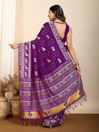 Purple Soft Silk Woven Meenakari Designer Saree - Vedanti