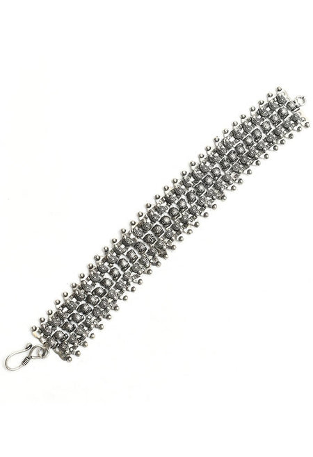 Mominos Fashion Kamal Johar Oxidised Silver-Plated Bracelet - Handcraft