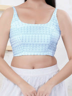Joban Fashion Light-Blue Shift Sleeveless Back Open Blouse