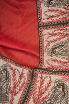Vastranavya Red Digital Printed Linen Ready To Wear Designer Saree with Unstitched Blouse - Distacart