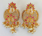 AD Ruby Designer Hanging Pearls Earrings - Distacart