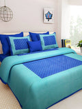 Vamika Printed Cotton Blue Bedsheet With Pillow Covers (LEOC_GADD_B)
