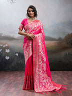 Shree Shyam Fashion Pink Silk Blend Saree - Distacart