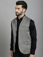 Even Apparels Nehru Jacket With Welt Pockets - Grey