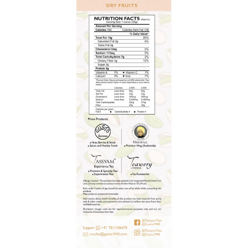 Tassyam Organics Premium Roasted Salted Pistachios Namkeen Pista - Box - Distacart