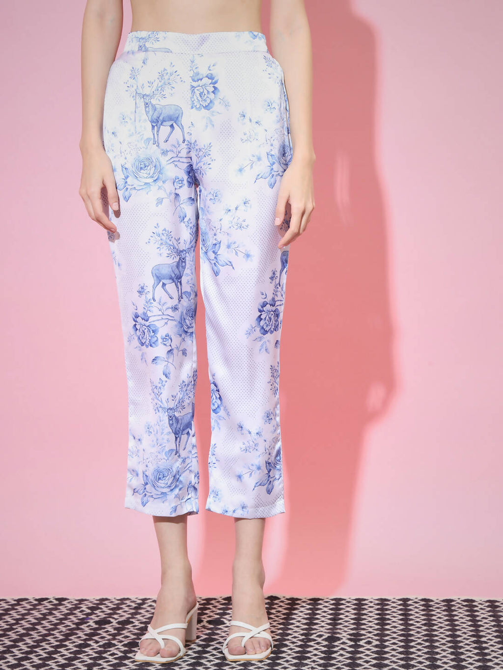 Myshka Women's Blue High Neck Top With Trousers