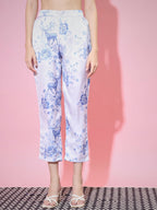 Myshka Women's Blue High Neck Top With Trousers
