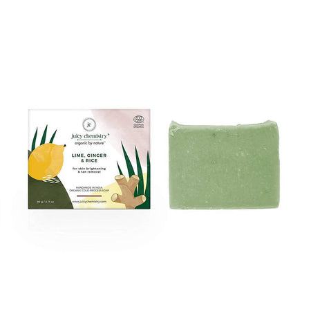 Juicy Chemistry Lime, Ginger & Rice Soap For Skin Brightening & Tan Removal