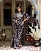 Miravan Women's Multi Colour Floral Printed Embroidery Yoke Design Kurta With Palazzo And Duptta Set