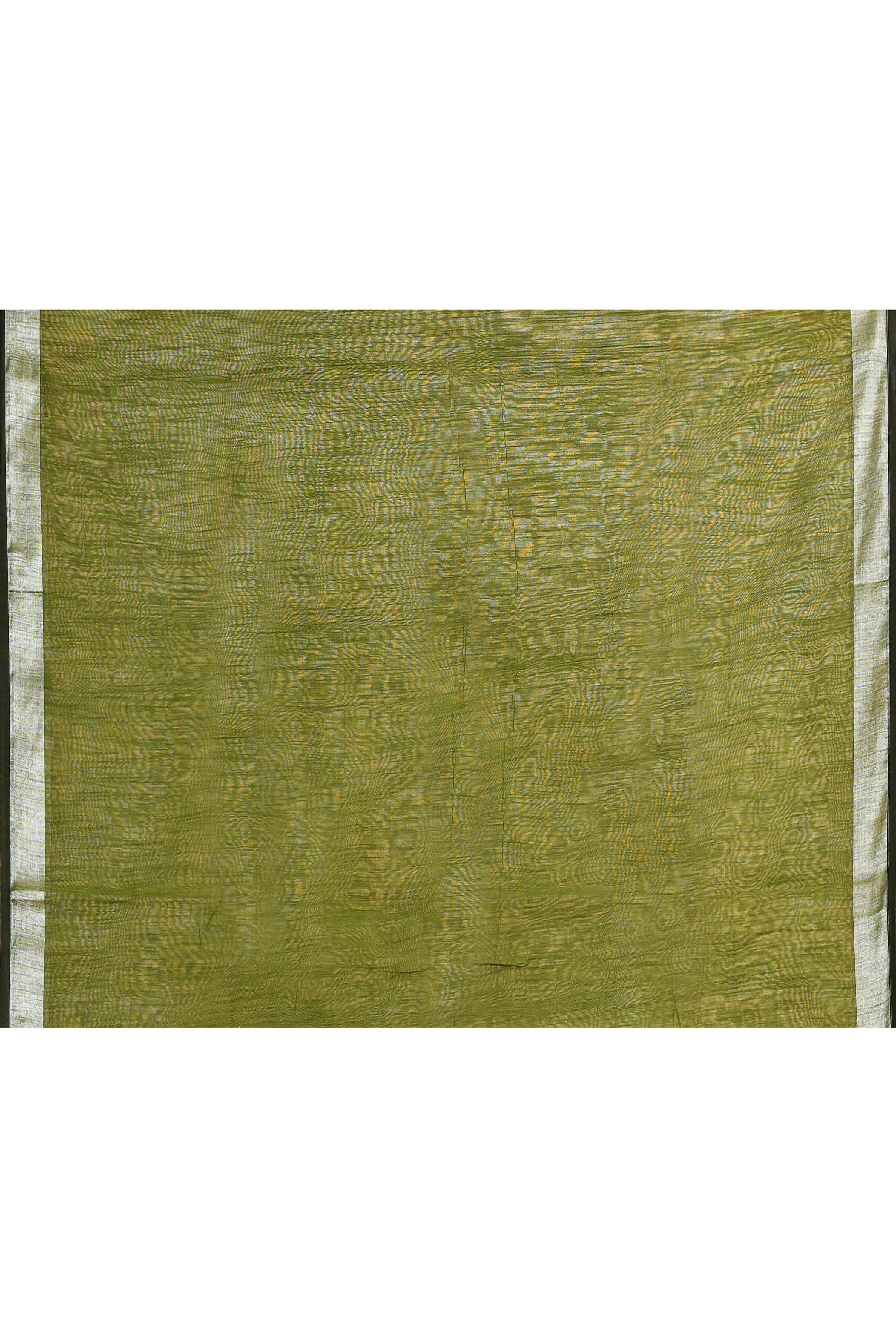 Piyari Fashion Women's Moss Green Embellished Cotton Blend Zari Border Handloom Saree - Distacart