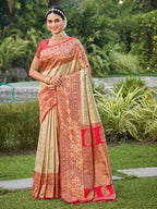 Shree Shyam Fashion Banarasi Silk White Saree - Distacart