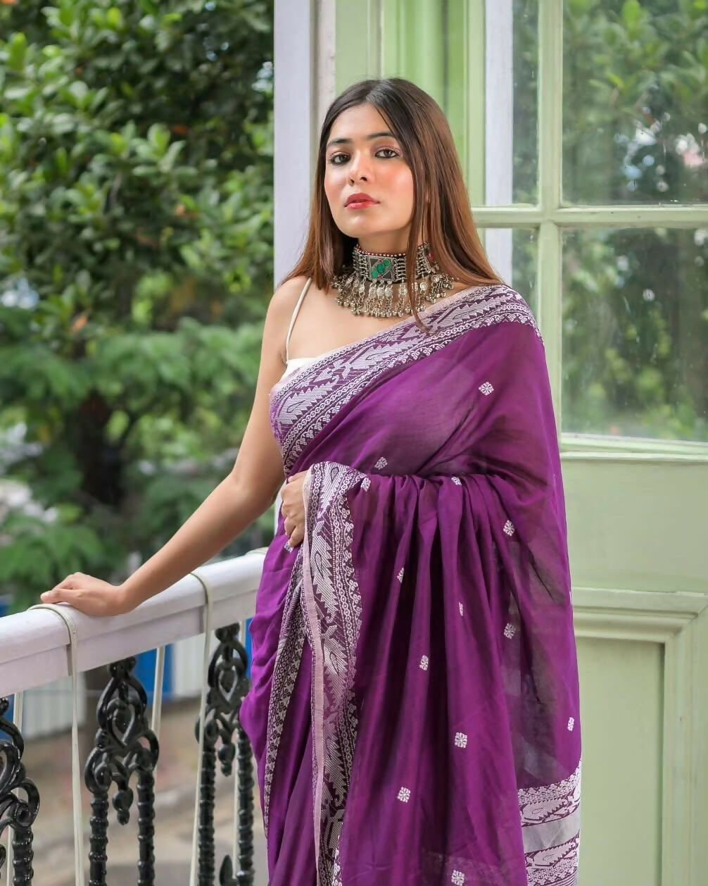 Exclusive Collection Purple Most Trending Beautiful Pure Cotton Handloom Saree