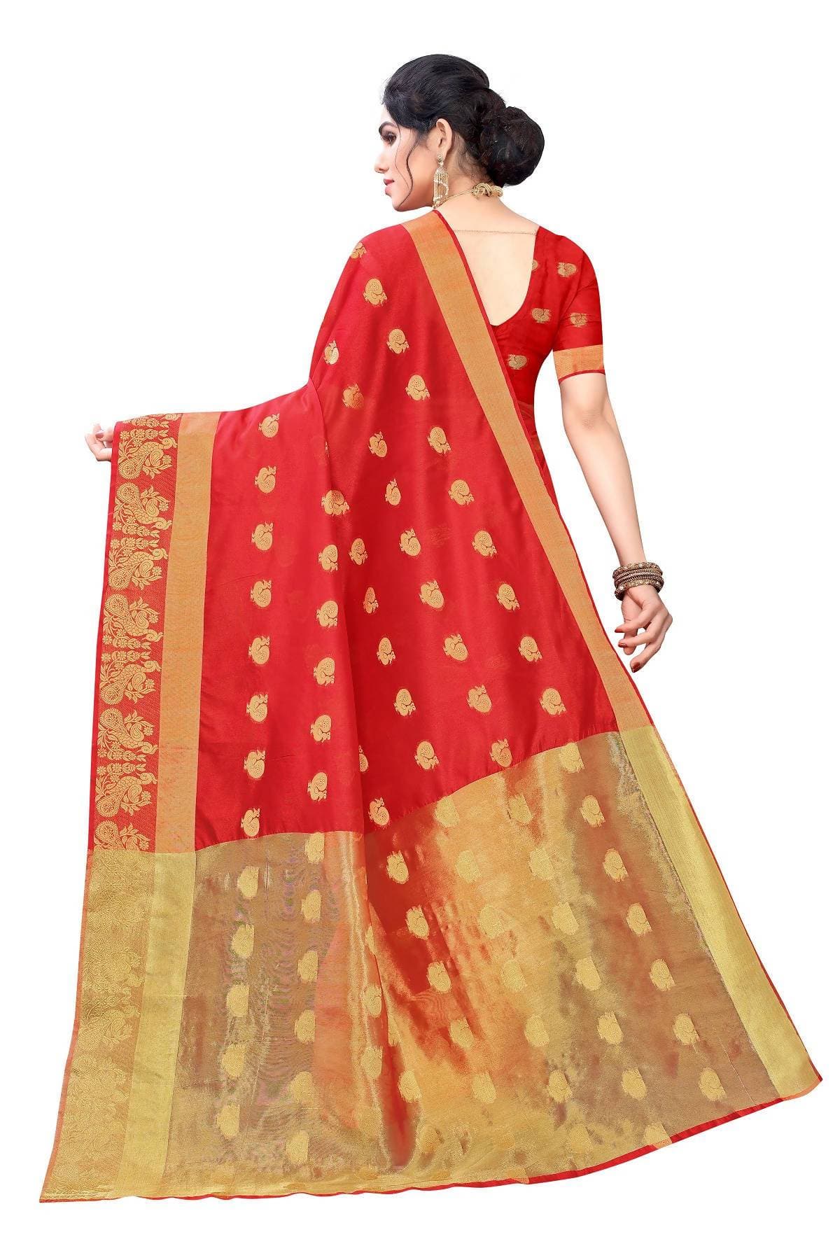 Vamika Banarasi Jacquard Weaving Red Saree