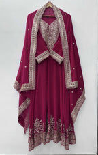 Teeya Creation Rani Color Faux Georgette Embroidery Work Long Party Wear Gown - Distacart