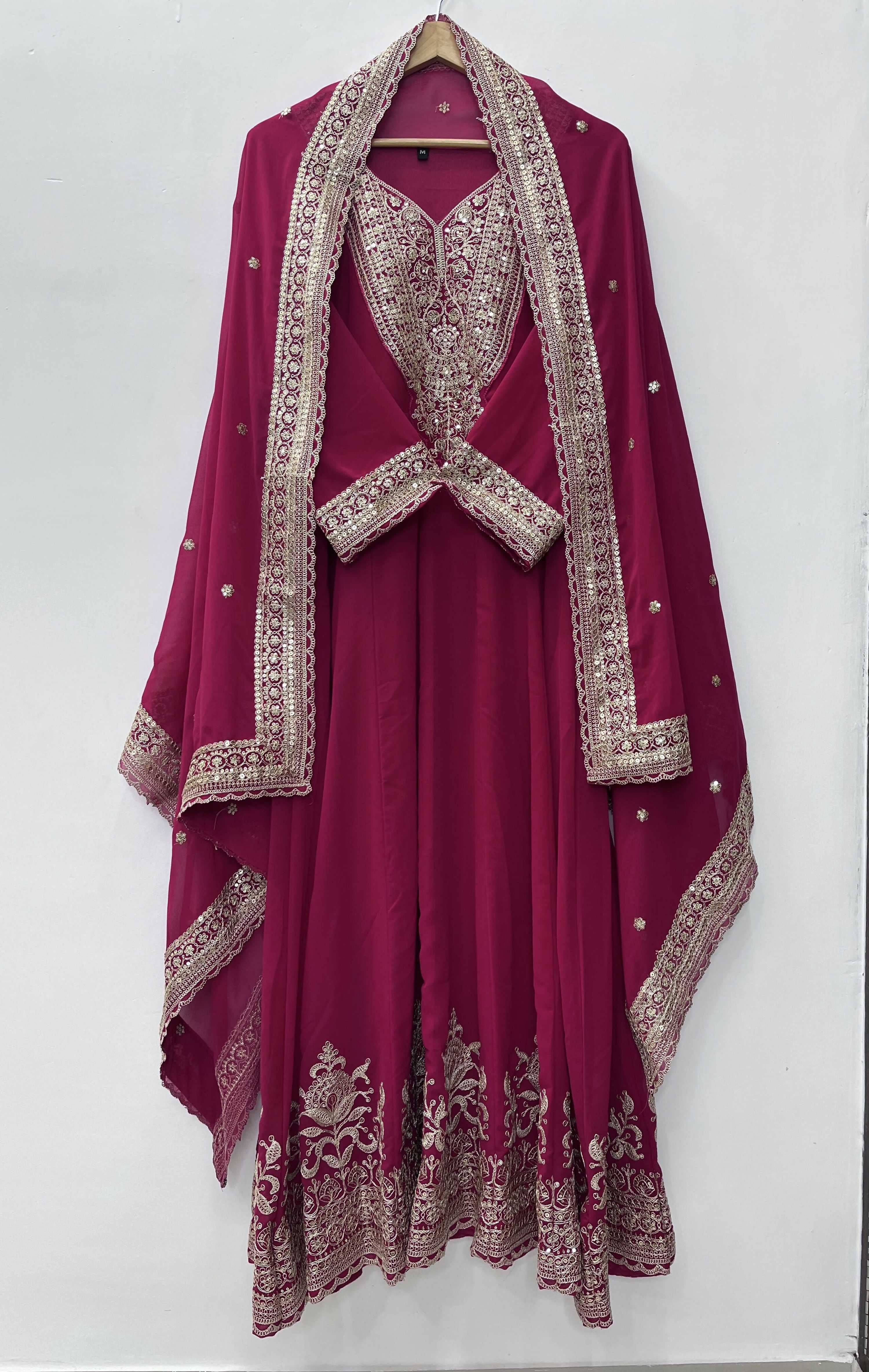 Teeya Creation Rani Color Faux Georgette Embroidery Work Long Party Wear Gown - Distacart