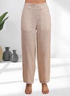 Joban Fashion Beige Linen Embroidered Readymade Long Kurta With Pant - Distacart