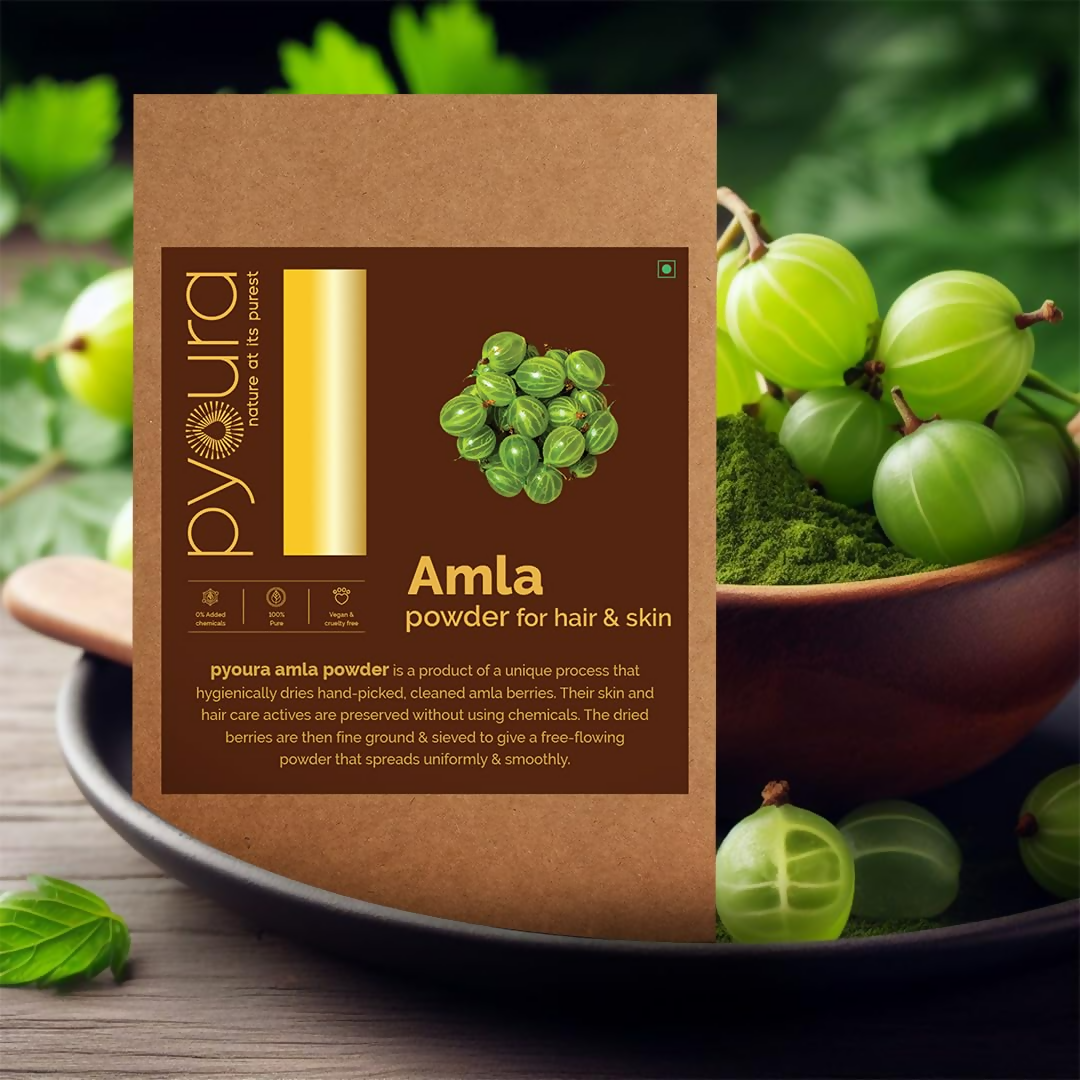 Pyoura Pure Amla Powder 100% Natural Hygienically Dried Mask For Hair Growth & Healthy Scalp