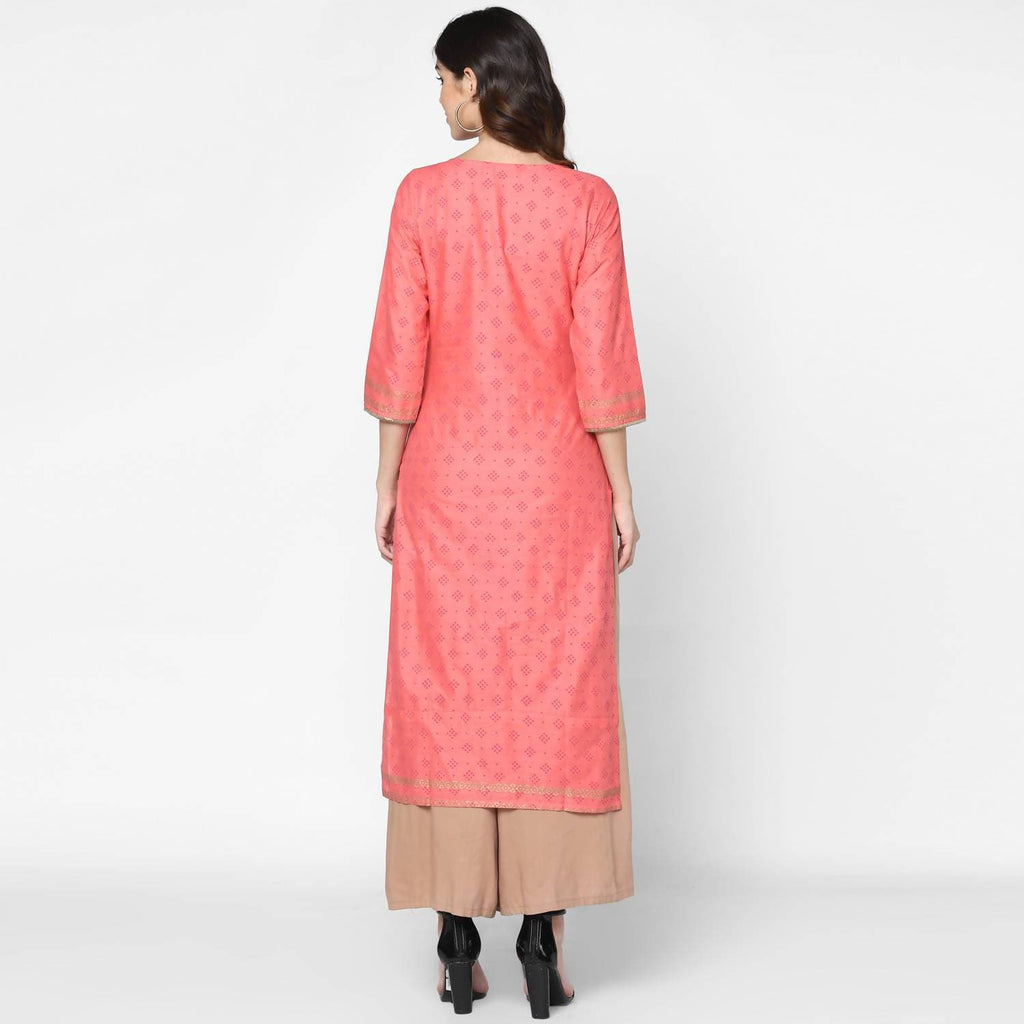 Cheera Hand Block Print Pitch Straight Kurta (MAAI-046K)