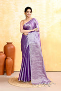 Piyari Fashion Women's Lavender Dual Tone Organic Tissue Saree With Blouse Piece - Distacart