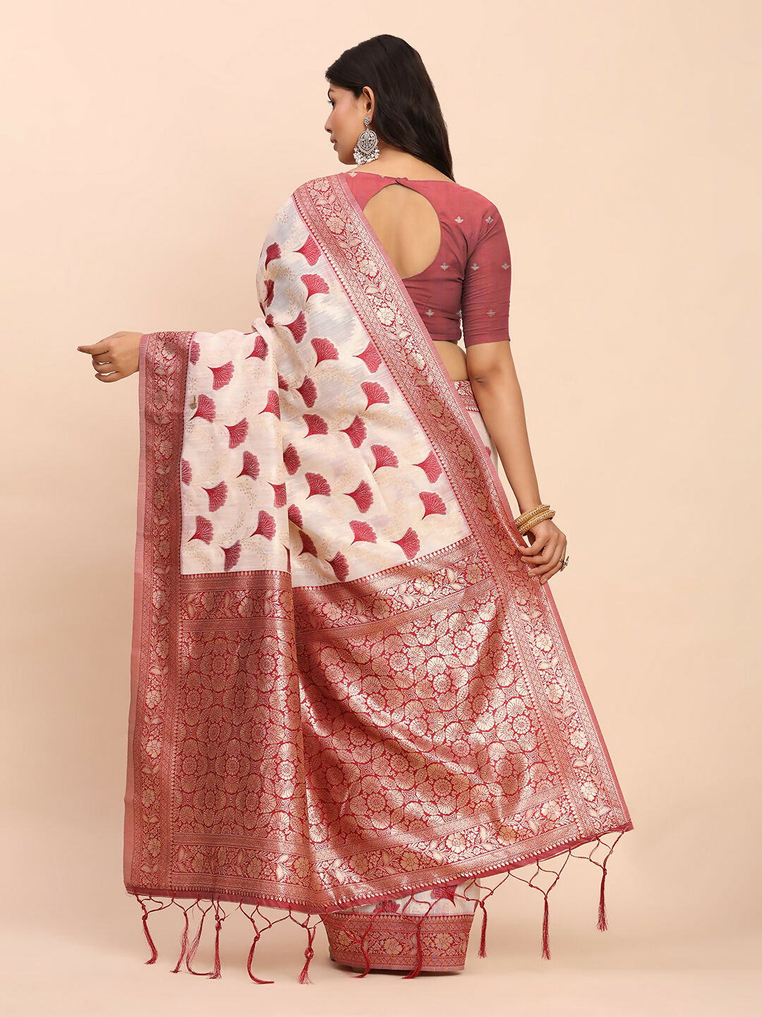Shree Shyam Fashion Linen Cotton Maroon Saree - Distacart