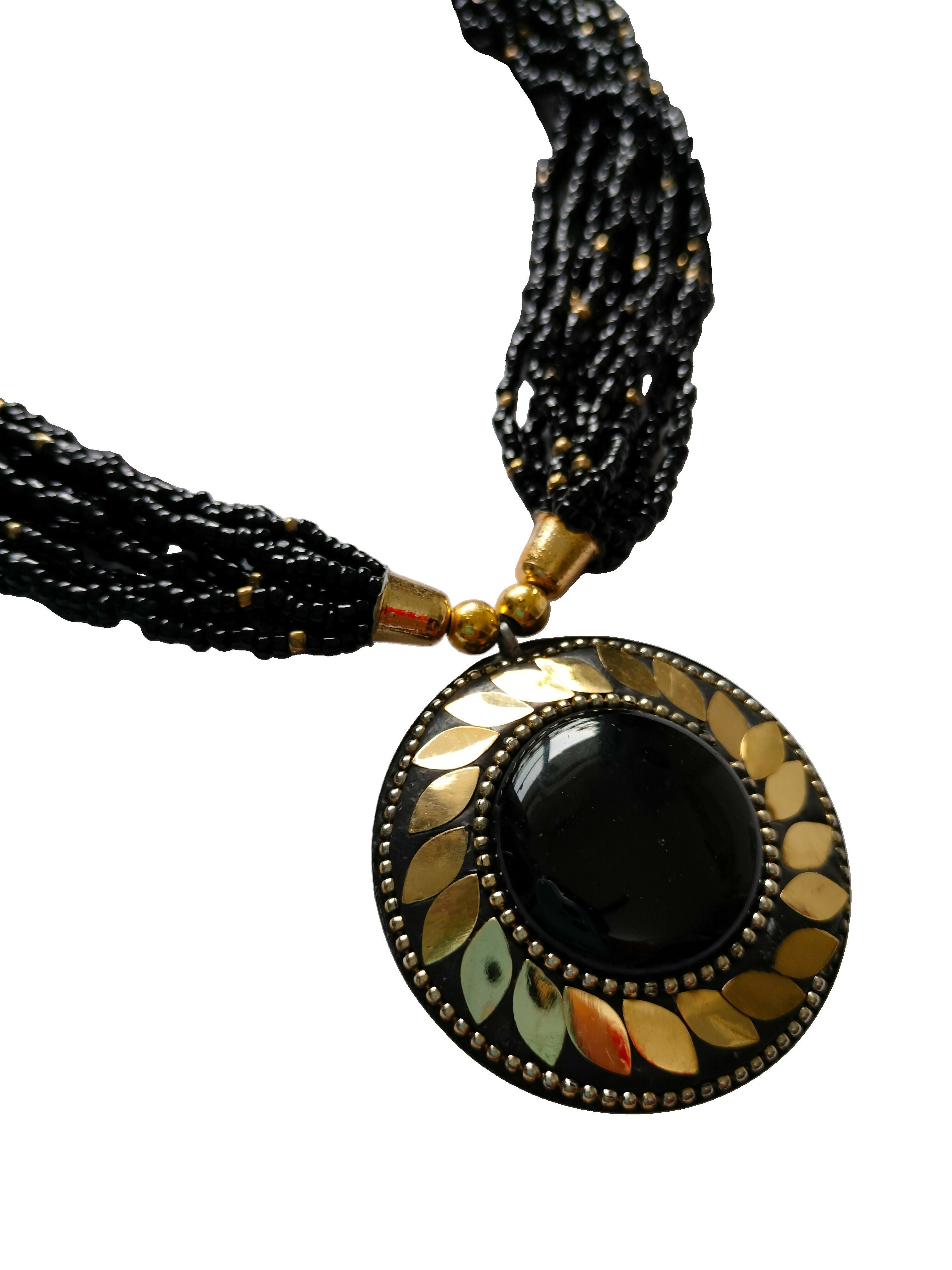 Inhanns Everyday Statement Beaded Pendant Necklace - Black