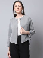 Even Apparels Grey Polywool Open Front Statement Women's Jacket