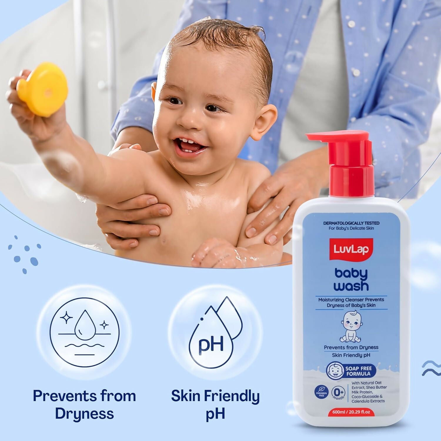 LuvLap Baby Wash with Milk Protein, Oatmeal, Shea Butter and Vitamin E