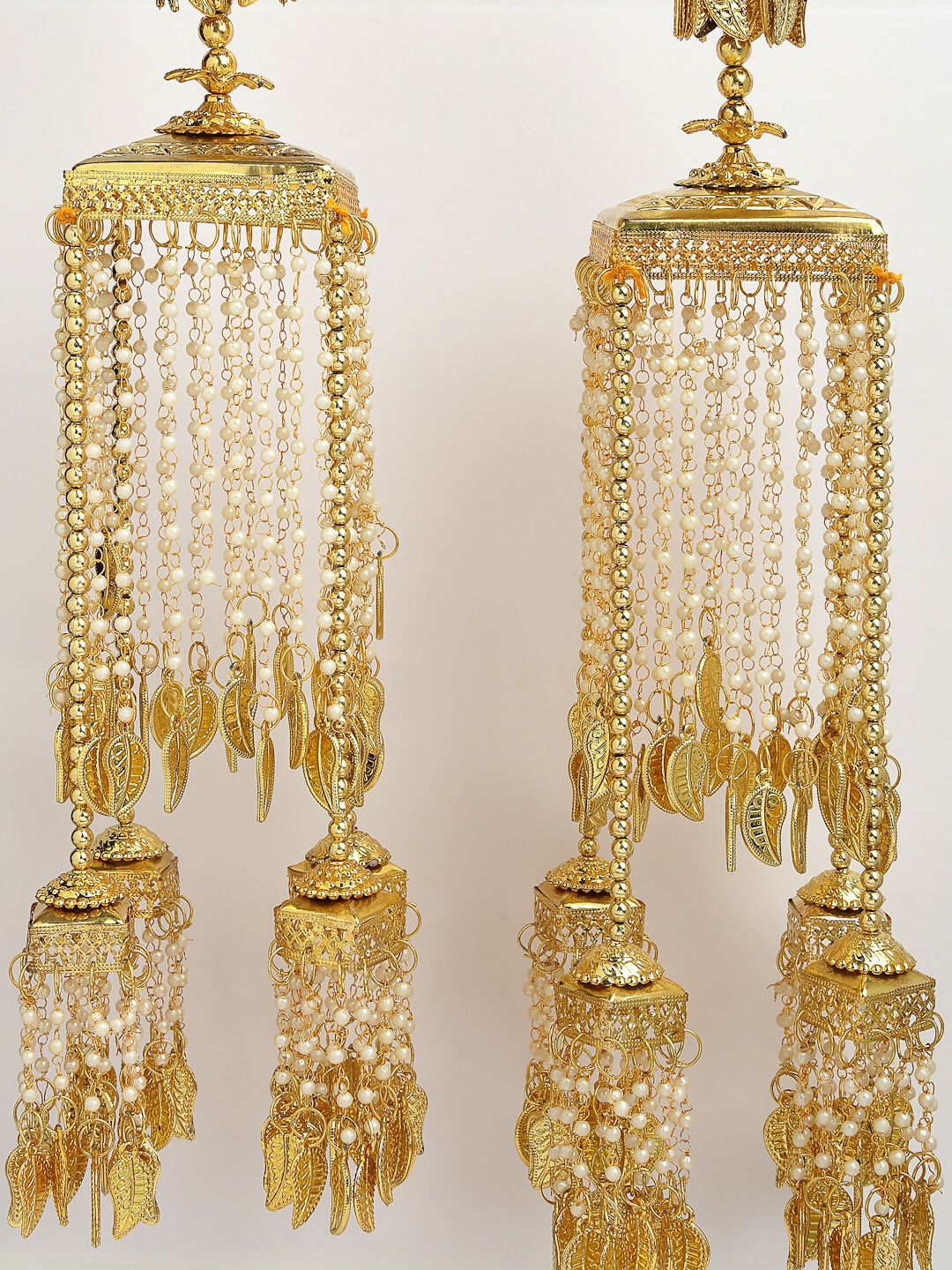 NVR Women's Pack Of 2 Gold-Polished & White Pearl Beaded Bridal Heavy Kaleera Sets - Distacart