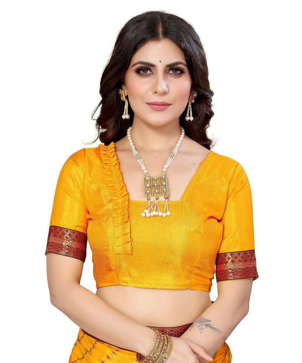 Vamika Dola Silk Yellow Lace Border Bollywood Style Saree (SUCHI YELLOW) - Distacart