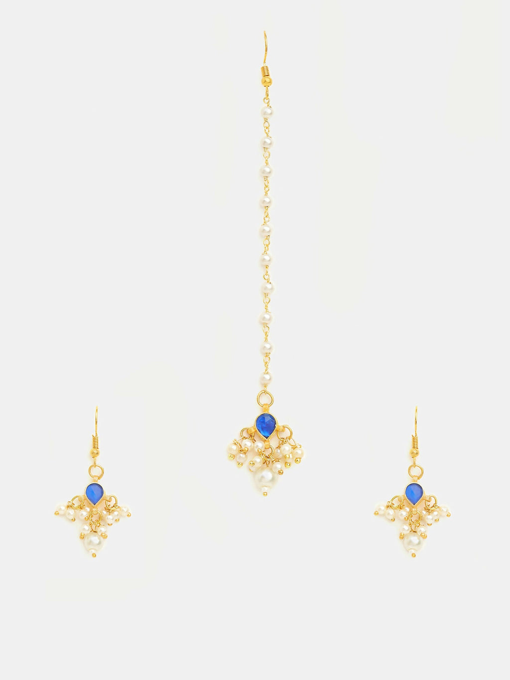 Ruby Raang Traditional Green Drop Maang Tikka And Earrings - Distacart