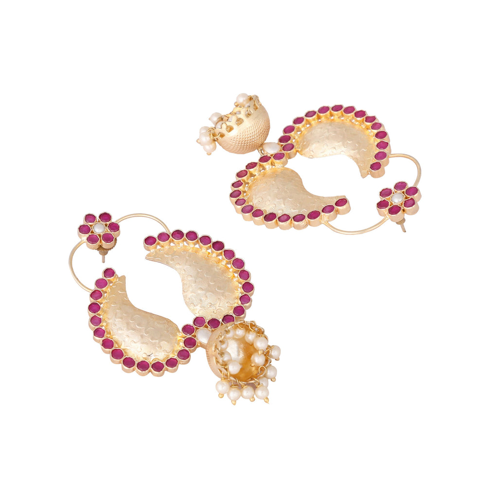 Nuyug 22K Gold Plated Pink Paisley Bloom Earrings - Distacart