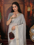 Shree Shyam Fashion Organza Gray Saree - Distacart