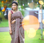 DEIANA'S Beautiful Designer Golden zari Soft Lichi Silk Saree - Wine